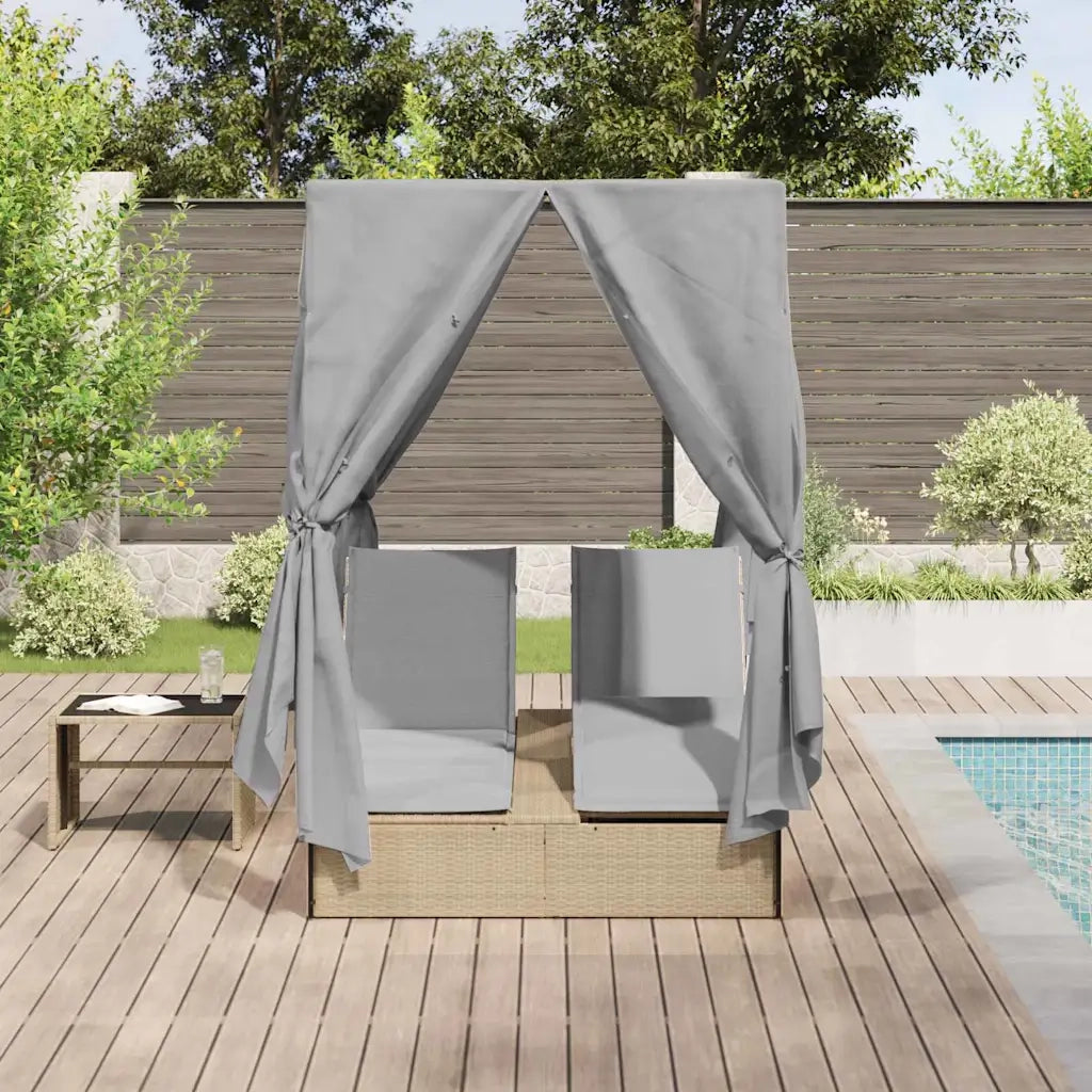 Lettino da sole doppio Grigio 205 x 129 x 200 cm polyrattan