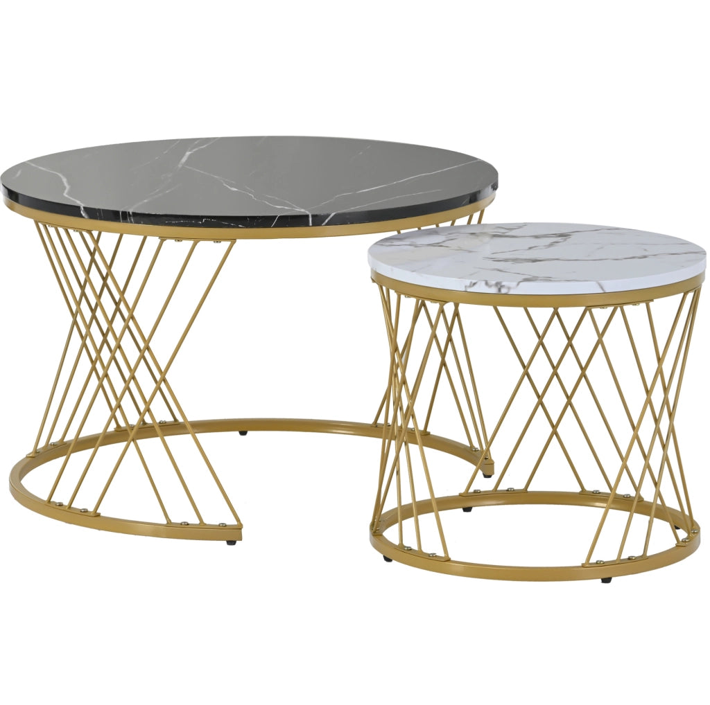 TAVOLINO DA CAFFÈ NESTING Set da 2 pezzi 70x70x45 cm MDF Nero
