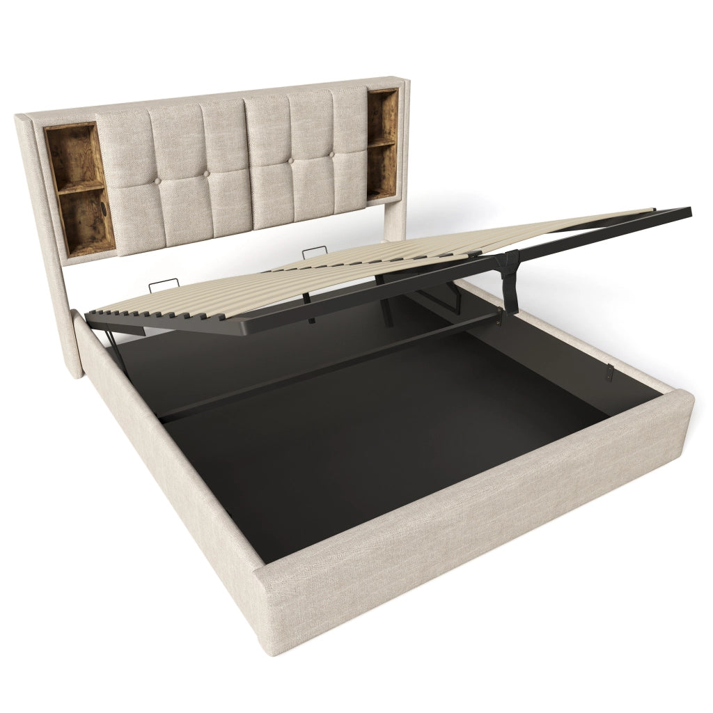 Letto matrimoniale 140x200 con contenitore e ricarica wireless