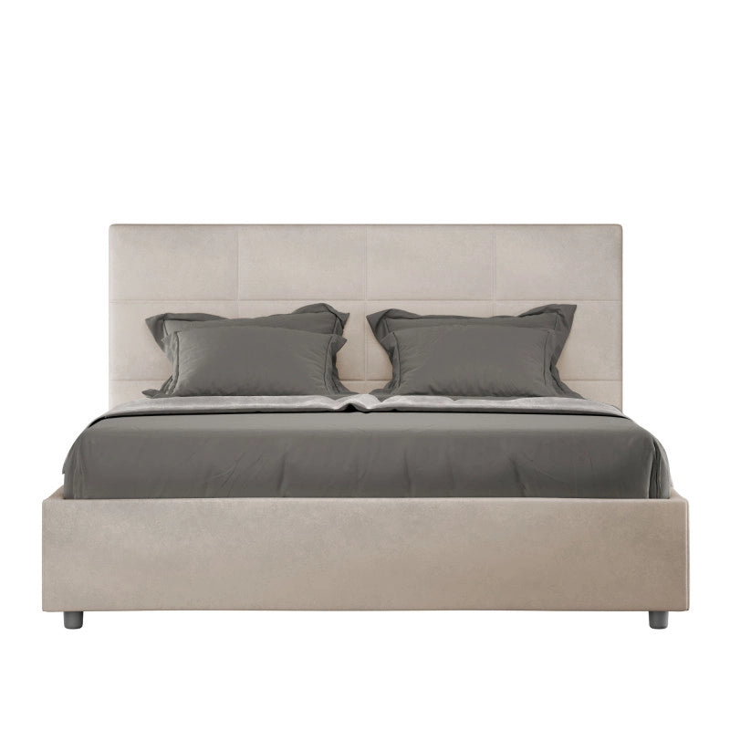 Letto imbottito Piazza e mezzo 130x210 cm Mika - Contenitore,Microfibra,Sabbia