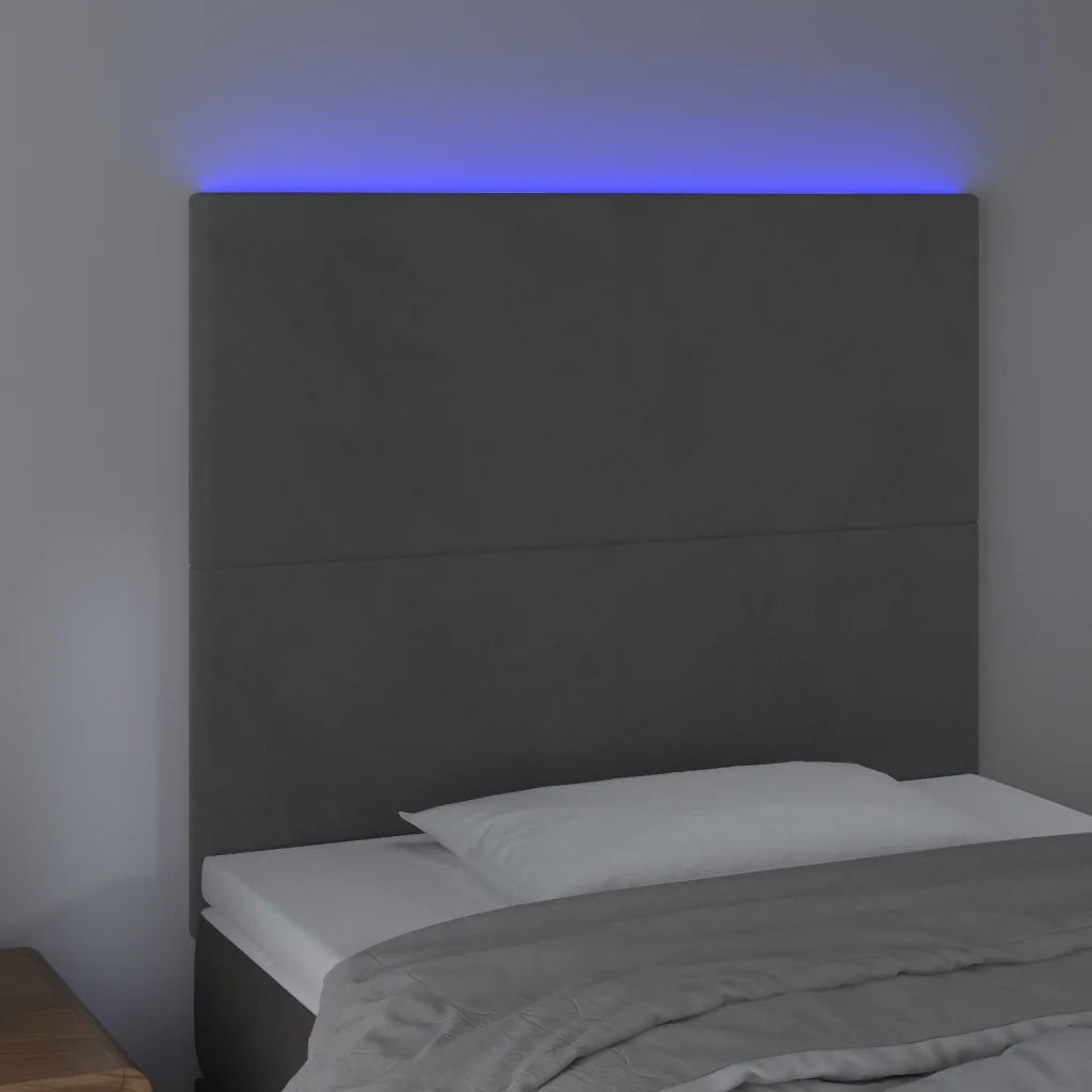 Testiera | Testata a LED Grigio Scuro 80x5x118/128 cm in Velluto