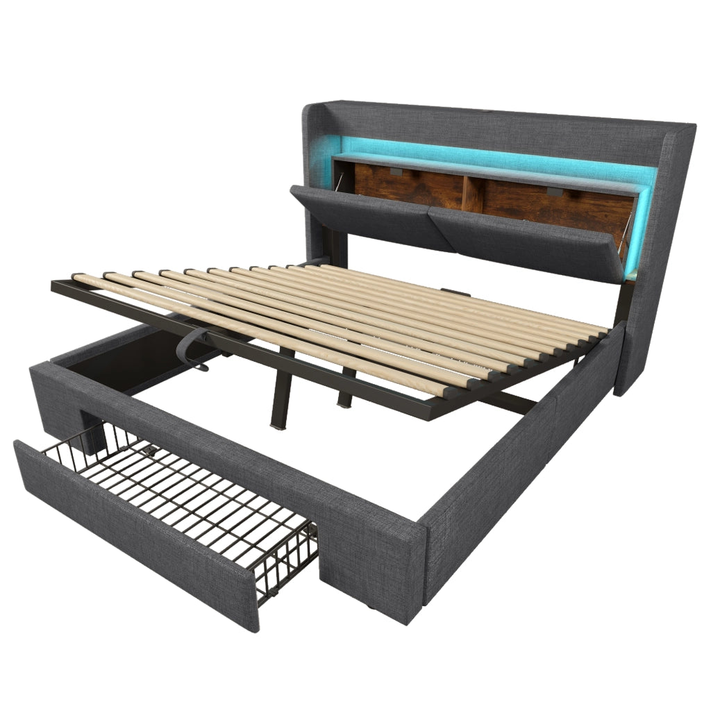 Letto imbottito 160x200 con materasso e contenitore idraulico