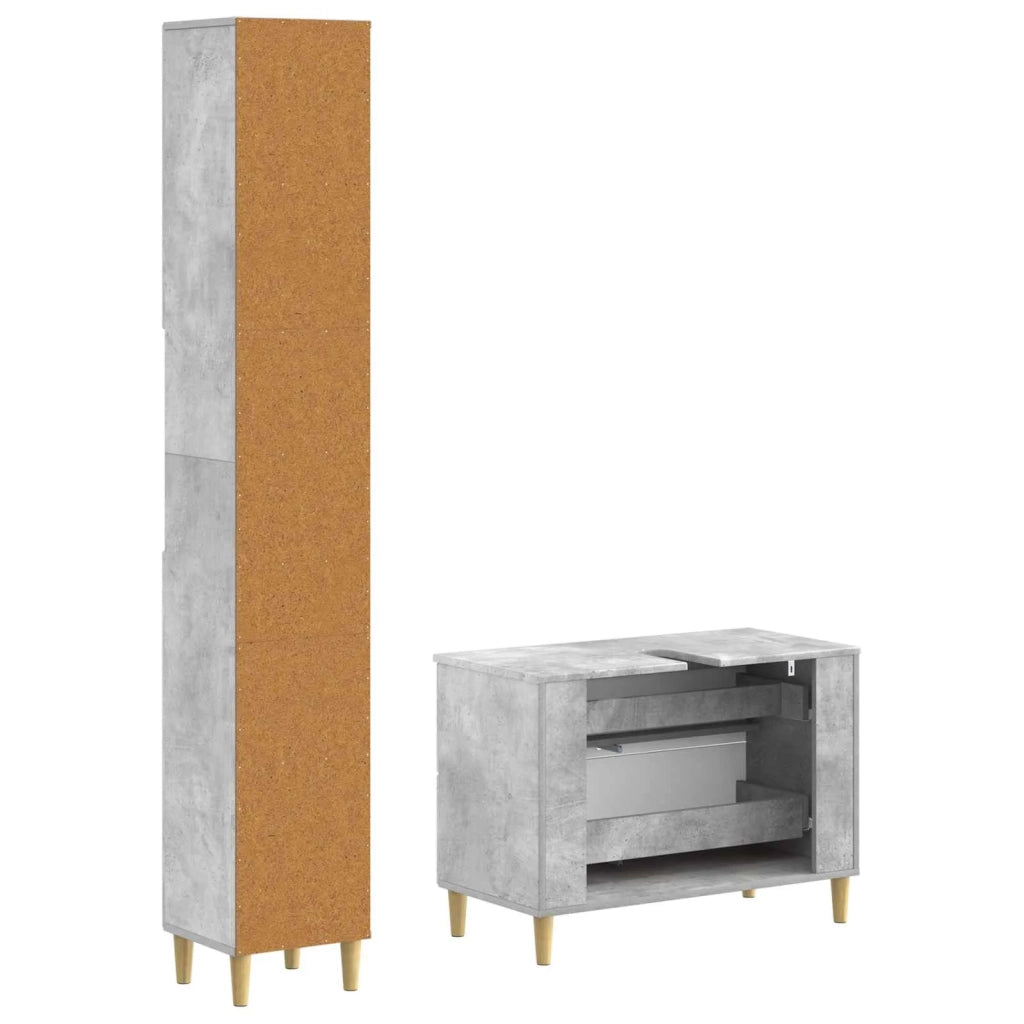 Set di Armadi da Bagno da 2 Pezzi DELFT Grigio Cemento 3417543
