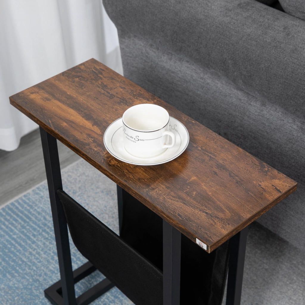 Tavolino da notte design moderno con tasca ¨C zephmum ¨C nero+marrone 49x19x55 cm