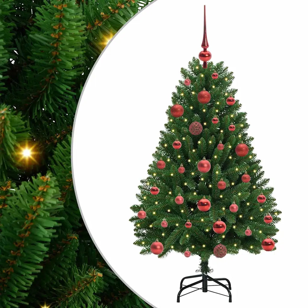 Albero di Natale artificiale 120 cm 150 LED Bianco caldo Verde 3395667