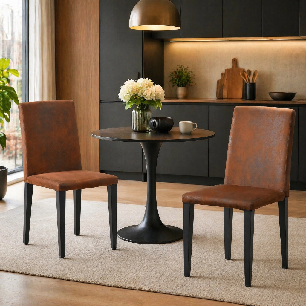 SEDIA da pranzo Set da 2 pezzi 90 cm marrone e nero in tessuto e metallo