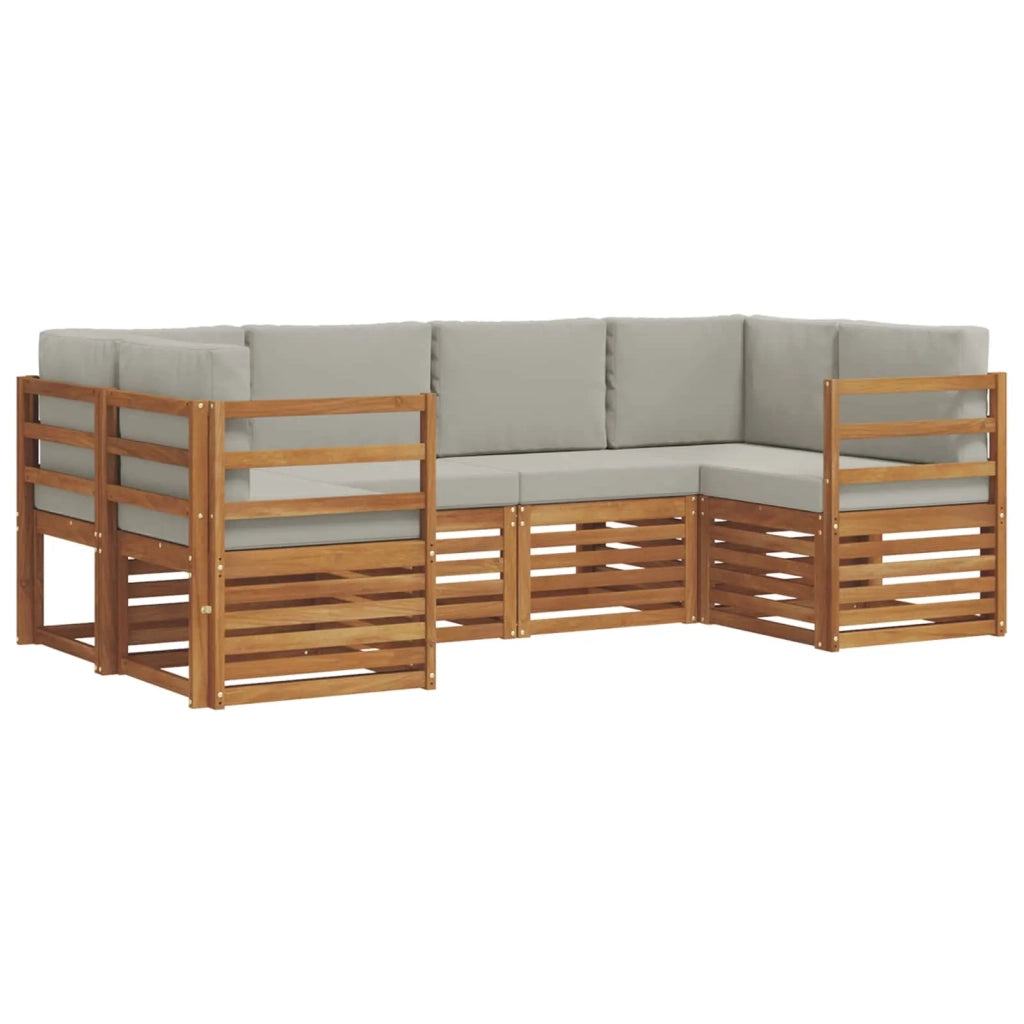 Set di divani da esterno 6 pz Grigio Naturale e Chiaro 3375351
