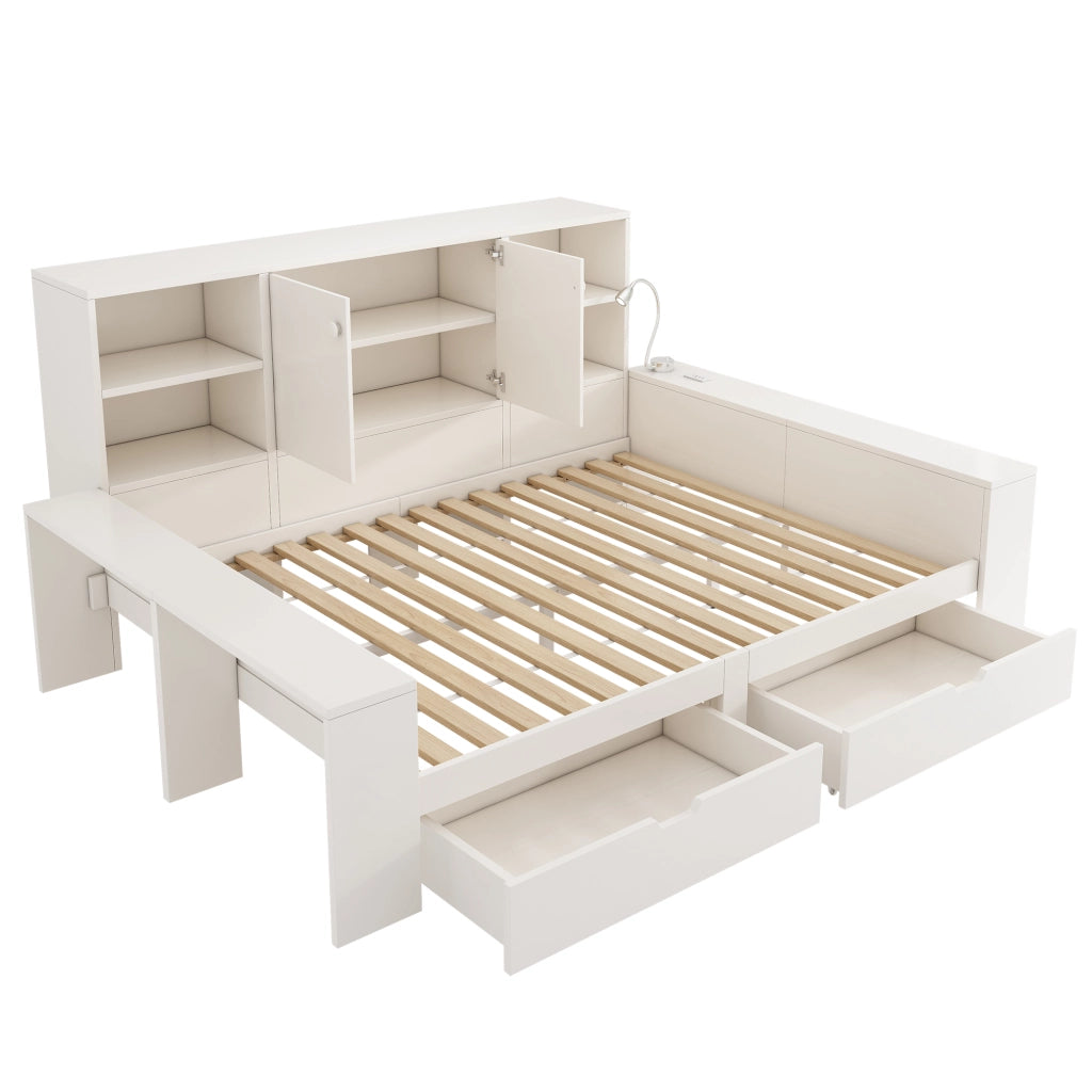 Letto con cassetti bianco 140 x 200 cm