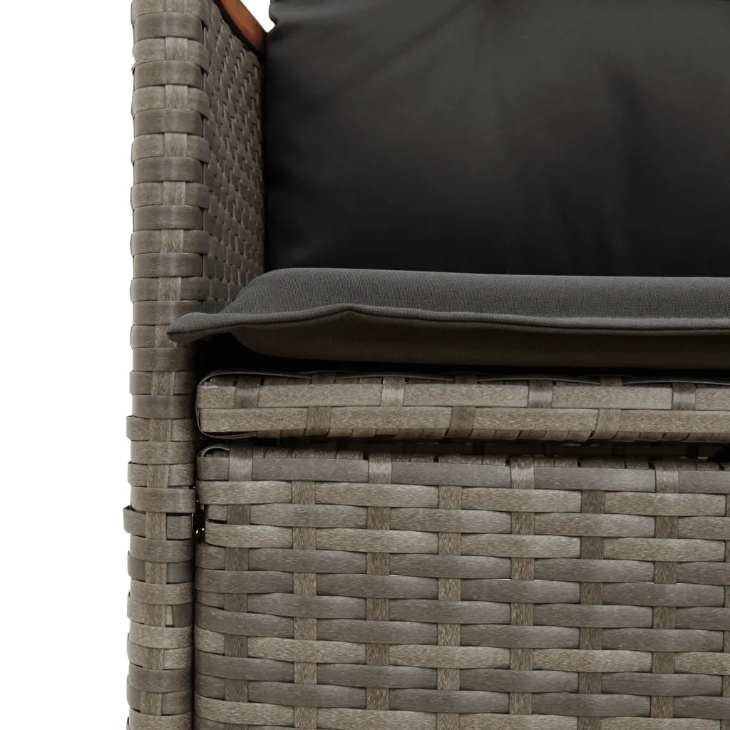 Set da Bistr¨° 3 pz | Set Salotto da Giardino con Cuscini Grigio in Polyrattan