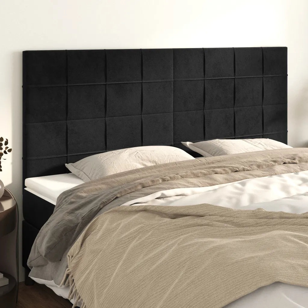 Testiera | Testata Nera 180x5x118/128 cm Velluto
