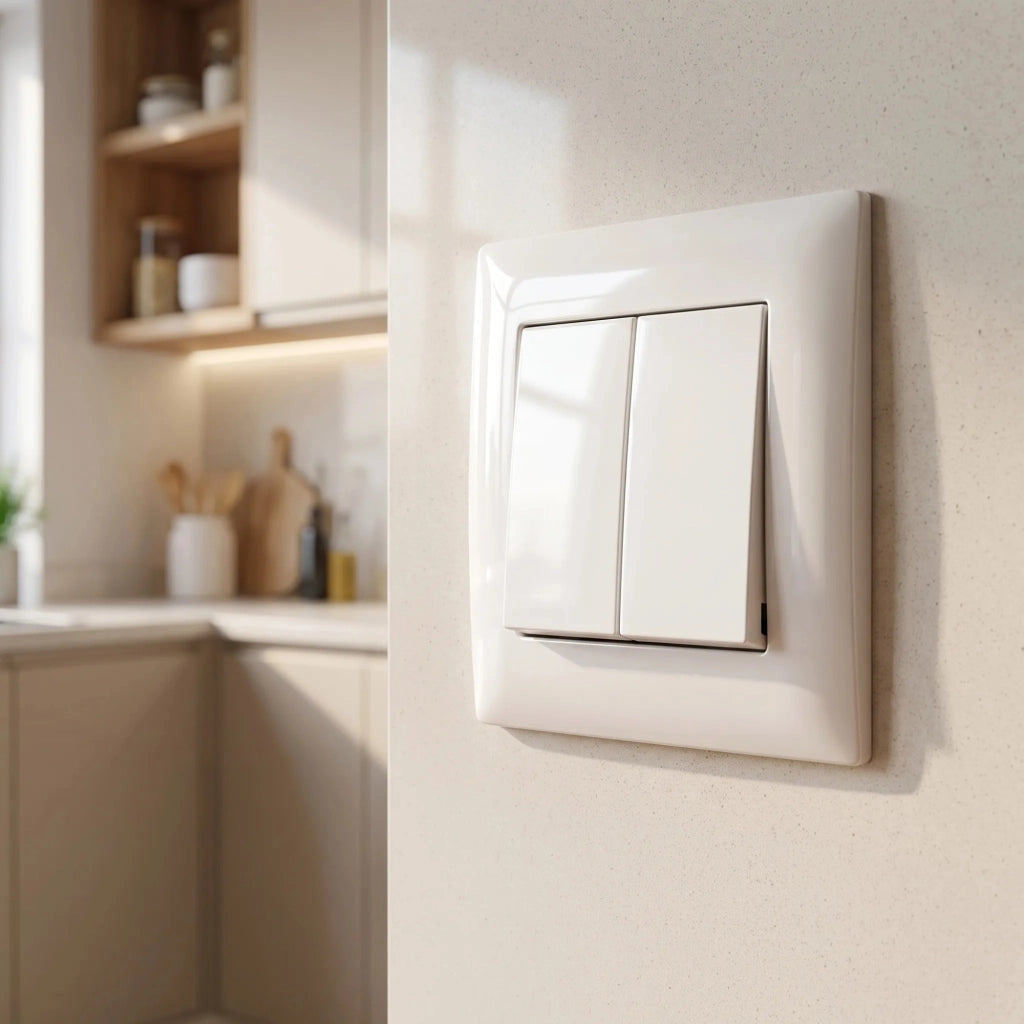 Interruttore Doppio Con Cornice Oste Jnh007-w White