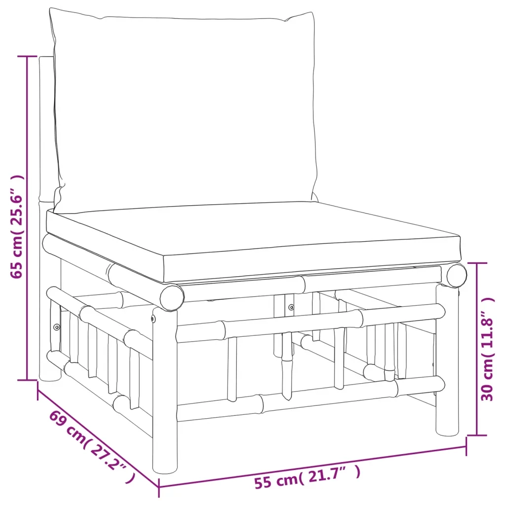 Set Salotto da Giardino 7pz con Cuscini Grigio Scuro Bambù 3155221