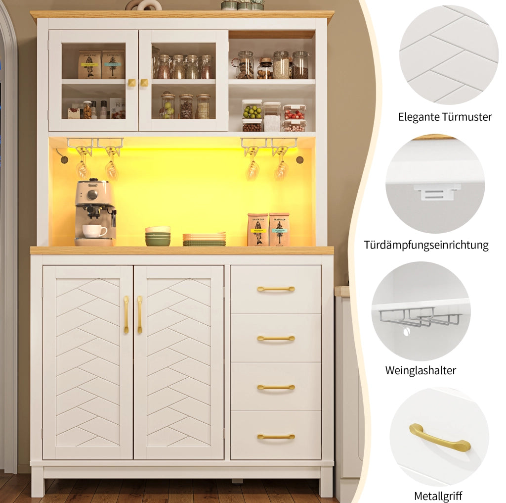 BUFFET 105,5x40x180 cm in MDF Bianco con LED