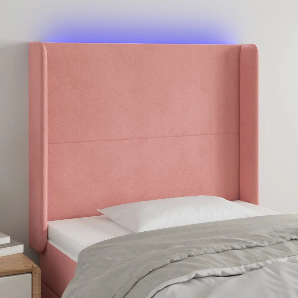 Testiera | Testata a LED Nera 93x16x118/128 cm in Velluto