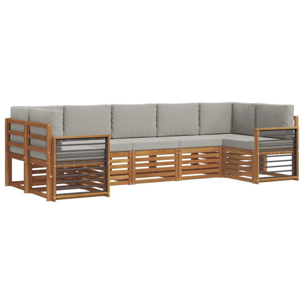 Set di divani da esterno 7 pz Grigio Naturale e Chiaro 3375421