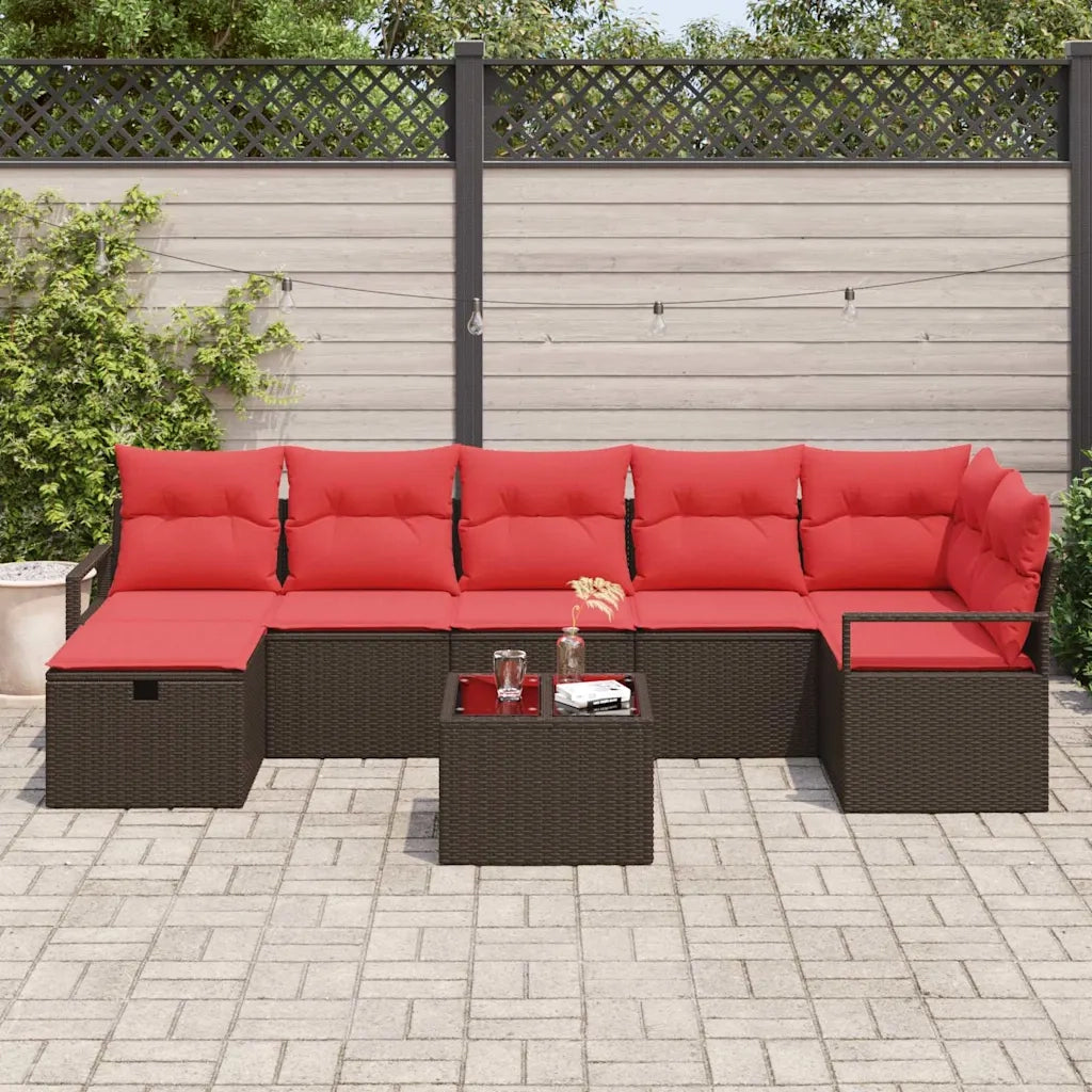 Set di divani con cuscino Marrone e Rosso polyrattan 3359213
