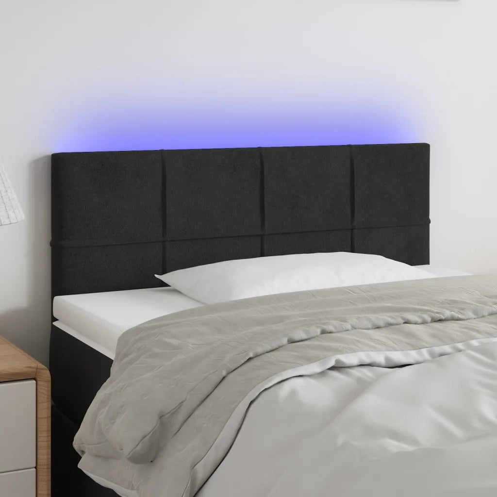 Testiera a LED-Testata con LED Nera 100x5x78/88 cm in Velluto 362516