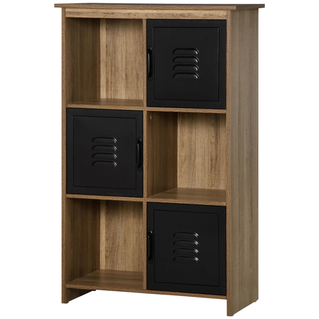 Libreria industriale 3 ripiani 3 ante ¨C Xylo ¨C legno e metallo nero