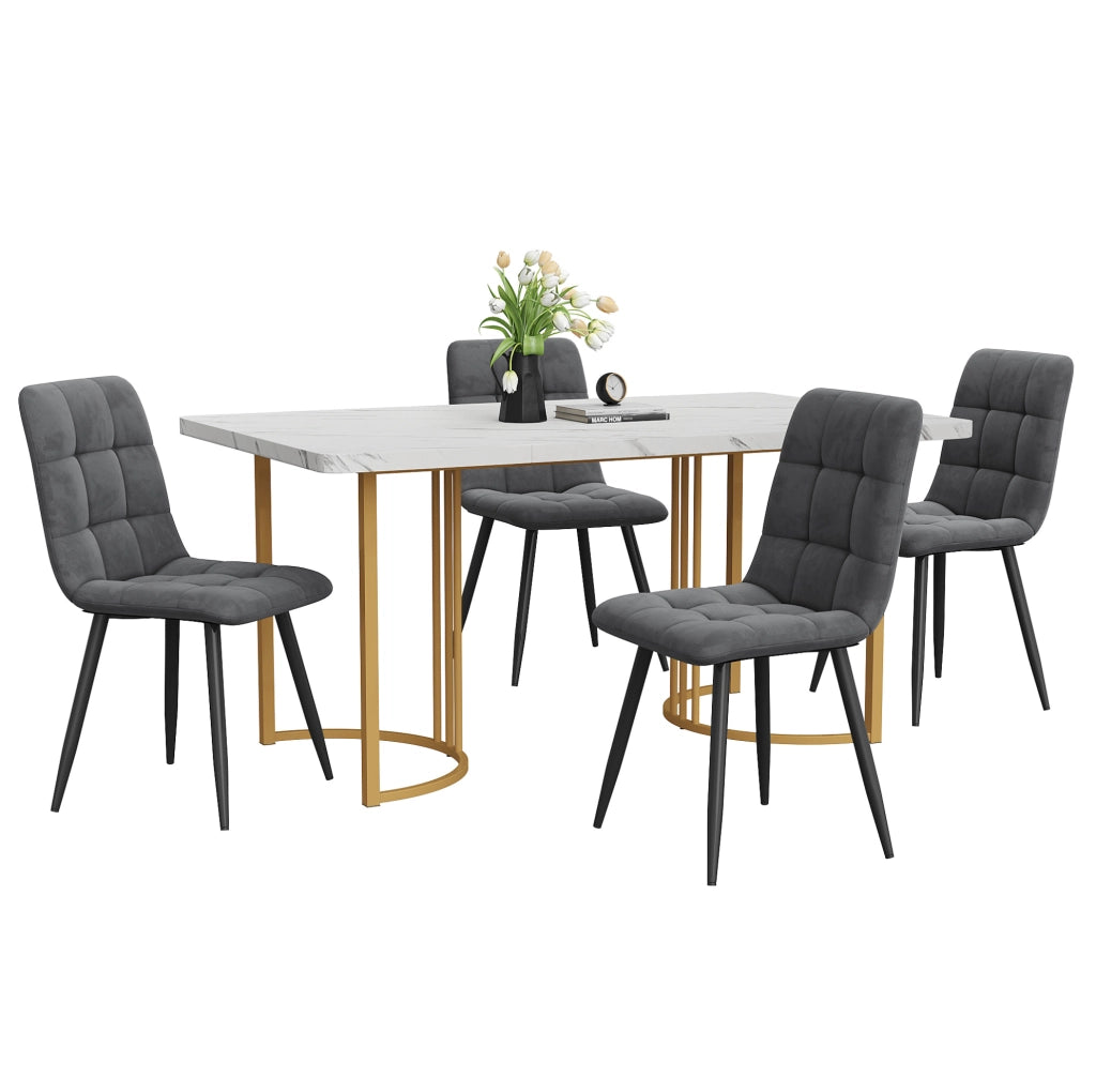 Set da pranzo 5 pezzi con tavolo 140x80 cm e 4 sedie