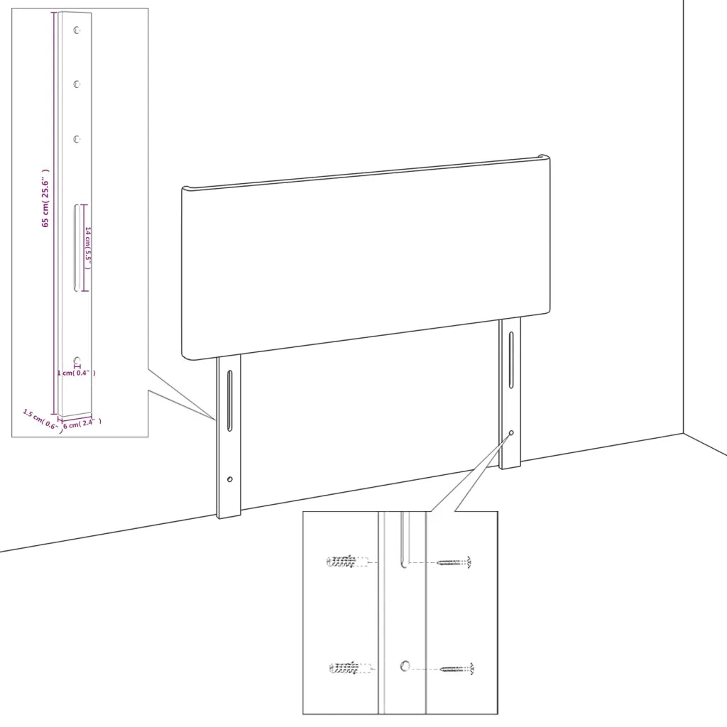 Testiera | Testata Nera 80x5x118/128 cm Tessuto