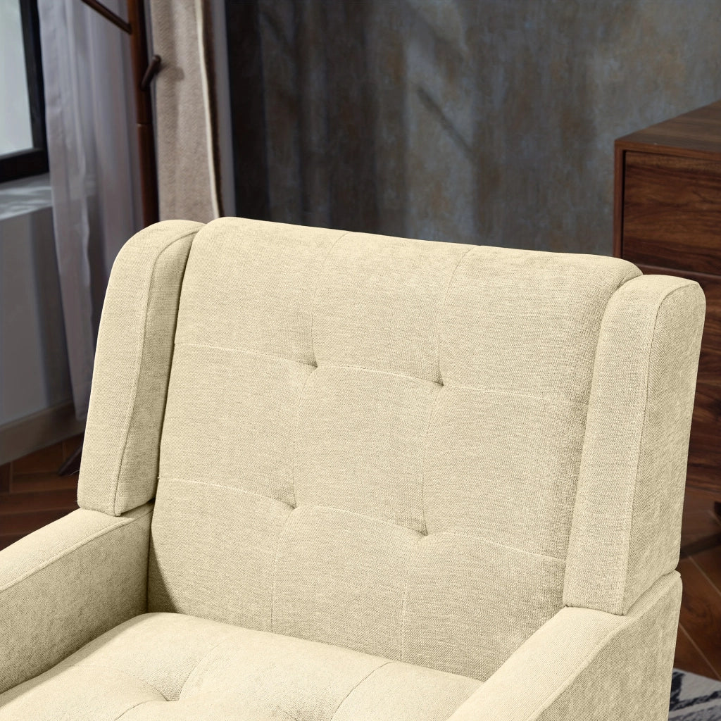 Sedia imbottita con trapuntatura e gambe in legno