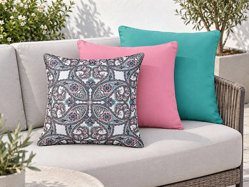 Set di 3 cuscini da esterno in poliestere multicolore Accessorio da giardino
