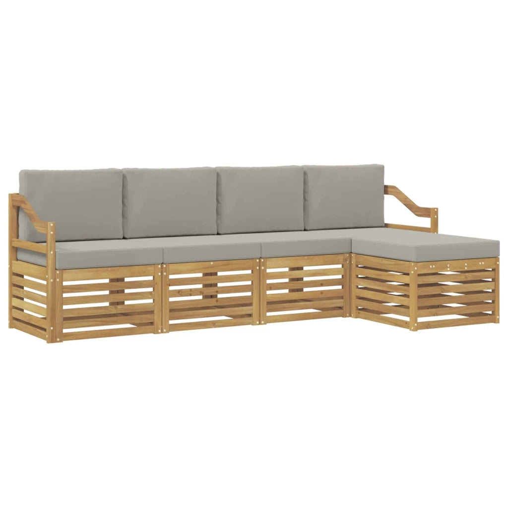Set di divani da esterno 5 pcs Bianco e Grigio Chiaro 3391691
