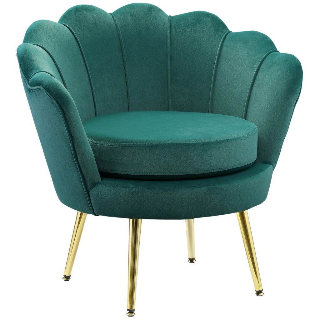 Poltrona Vintage di Design in Velluto Verde Poltroncina da Camera