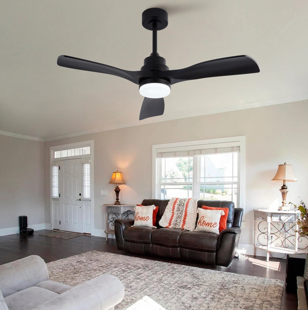 Ventilatore da soffitto 42 pollici con luce LED 20 W e telecomando nero HAVRYA