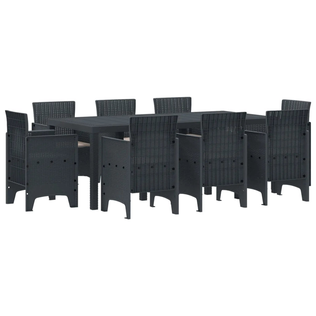 Set da Pranzo per Giardino 9 pcs Antracite Polipropilene
