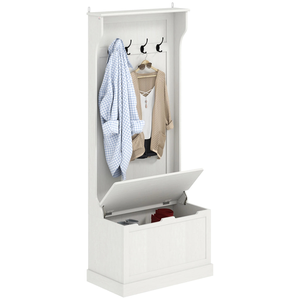 Appendiabiti con Banco e Scarpiera ¨C Minimal ¨C Bianco 71.5x39.5x170 cm