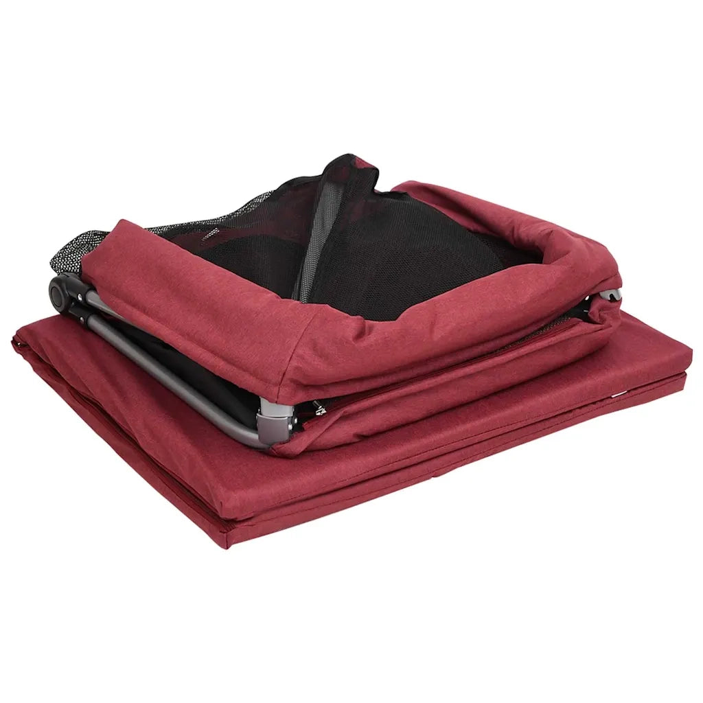 Box per Bambini con Materasso Rosso Tessuto di Lino 10305