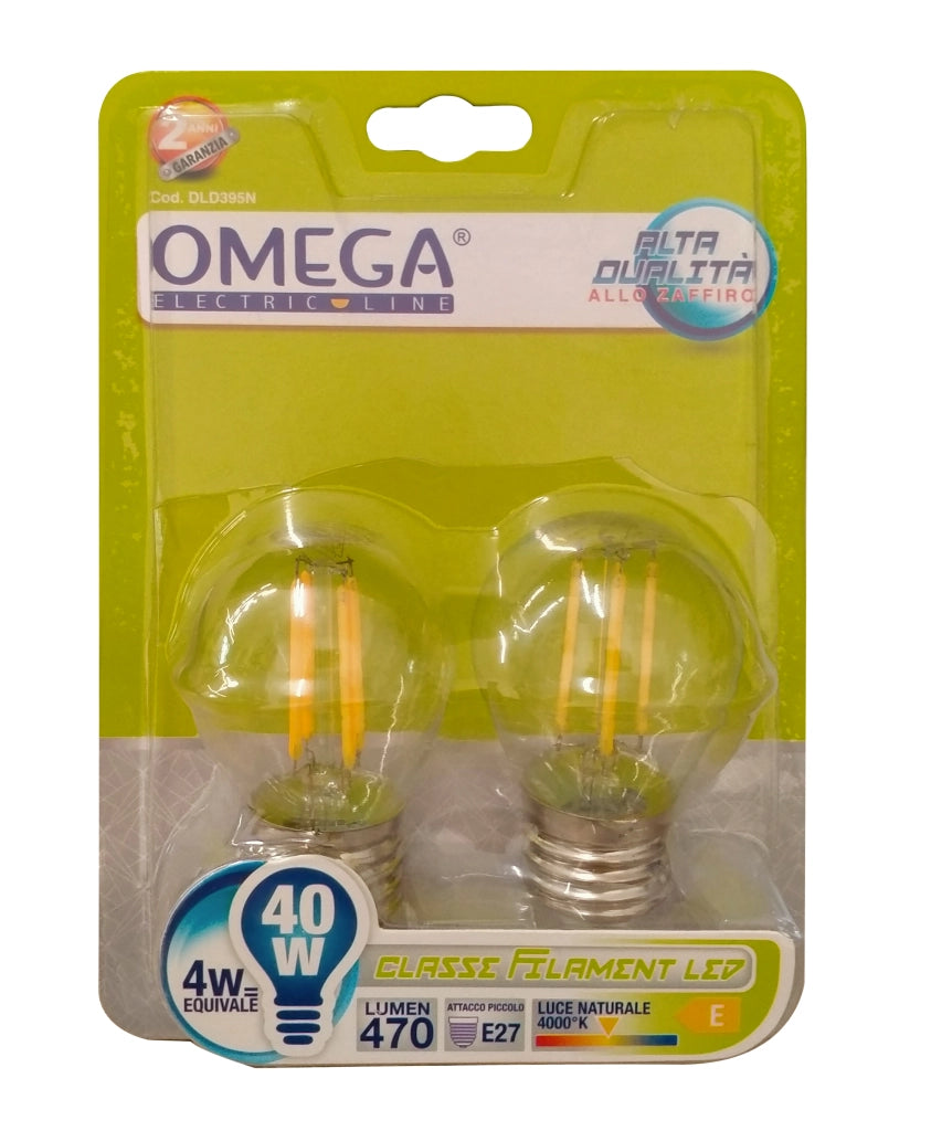 SET 2 PEZZI FILAMENT G45 4W 470LM 4000K E27 E