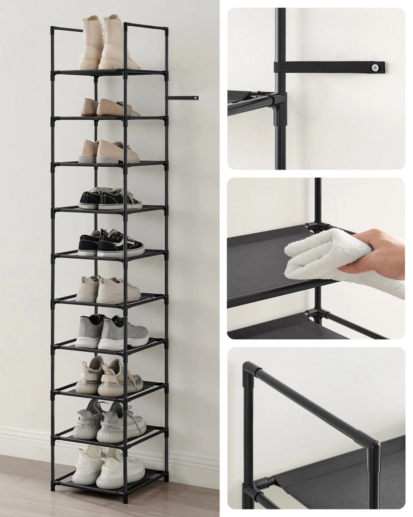 Scarpiera Valora Black Loft Style con 10 ripiani per corridoi e hall