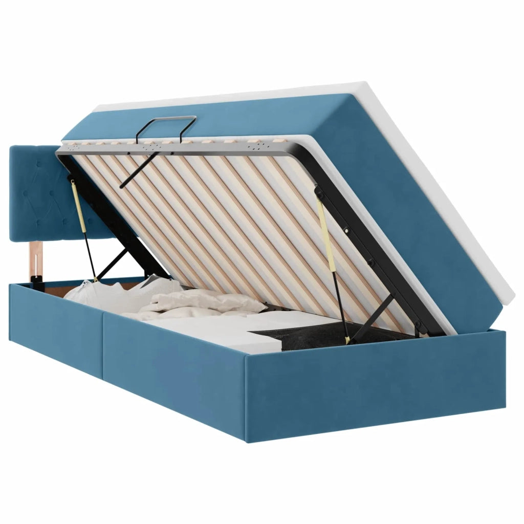 Letto con contenitore LED e materasso Blu Scuro 90 x 190 cm 3371425