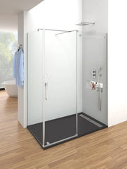 Box doccia angolare VETRUM fisso + scorrevole + laterale fisso 175x80 cm (171-176/77-79) acciaio inox