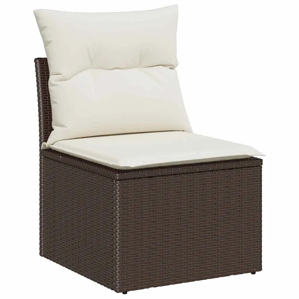Set Divano da Giardino con cuscino 3 pcs Marrone polyrattan 3345558