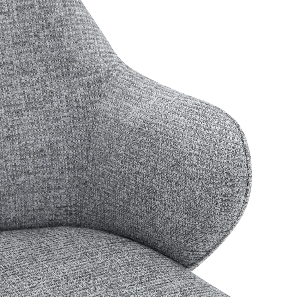 Set di 2 sedie da pranzo grigie in tessuto con schienale avvolgente, gambe in metallo a croce, altezza 83 cm, design moderno per casa