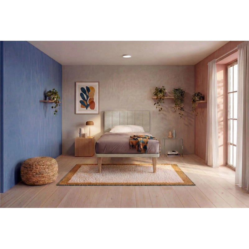 Letto imbottito Singolo 80x190 cm Vertical - Con rete,Microfibra,Sabbia