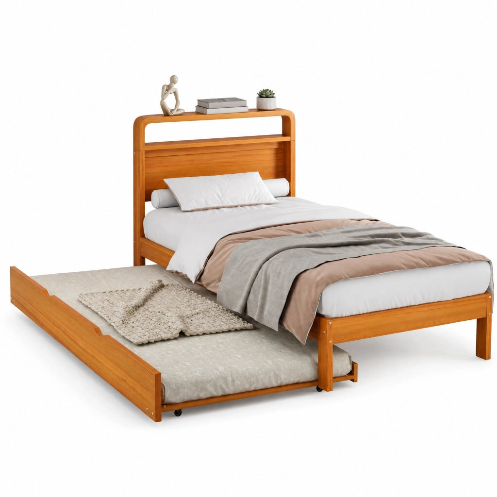 Letto estraibile 90×200 cm con posto aggiuntivo 90×190 cm; montaggio reversibile; senza materasso; naturale