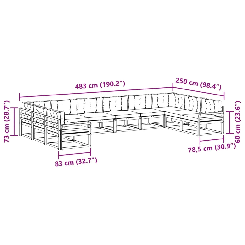Set di divani da esterno 10 pz Bianco e Beige 3387107