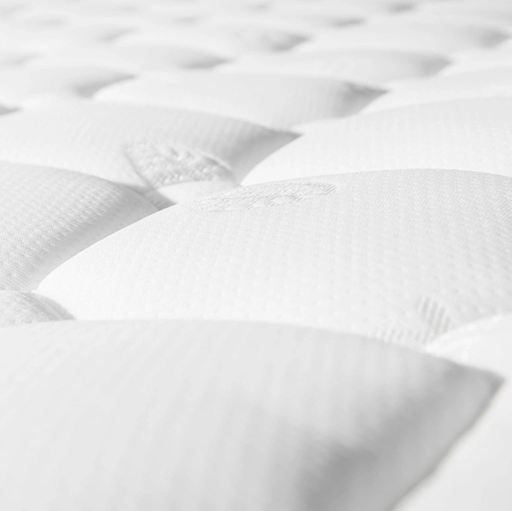 Letto imbottito 90x200 cm con materasso a molle insacchettate e rete in lino blu