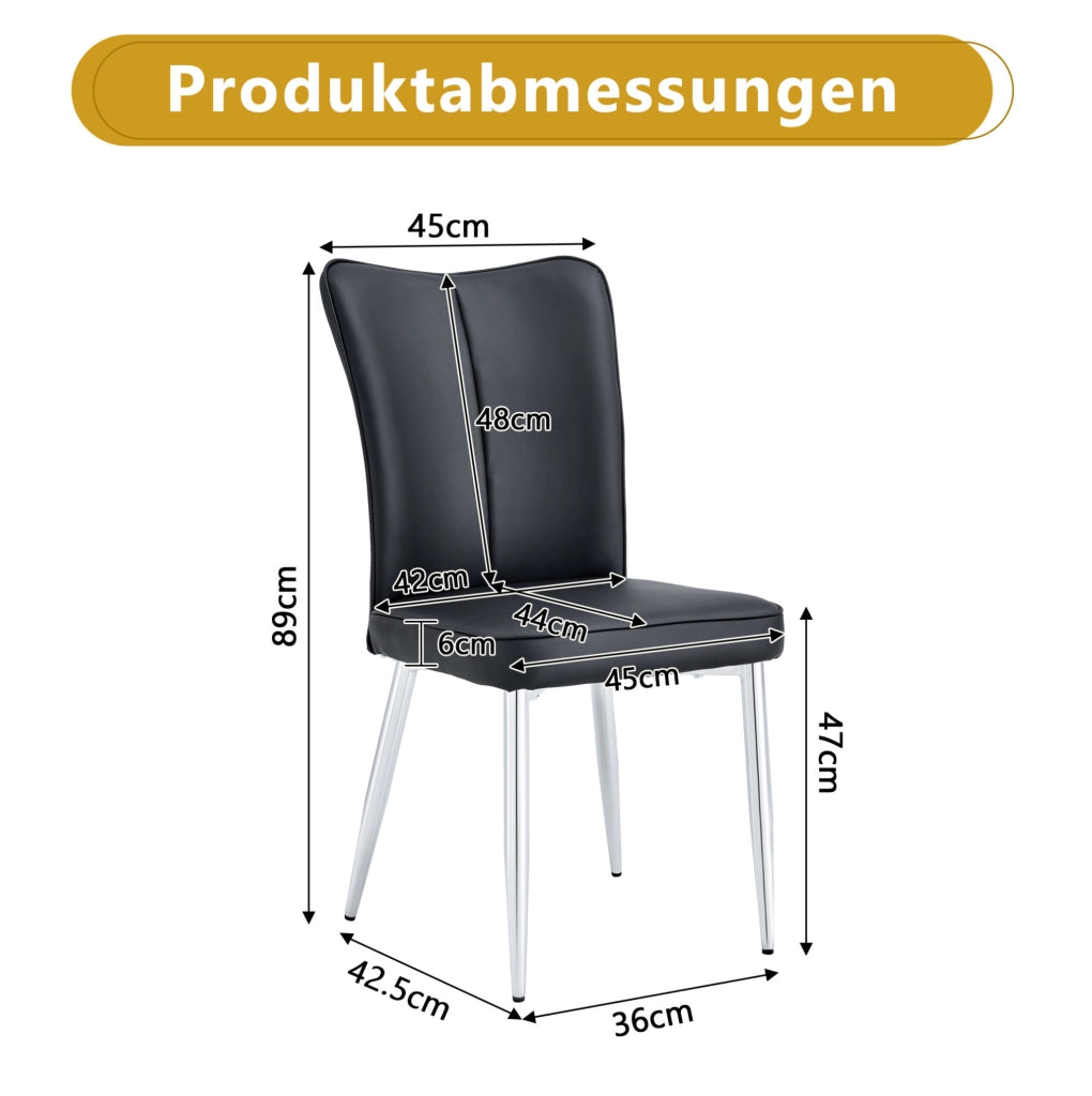 SEDIA da pranzo Set da 2 pezzi Nero PU e metallo