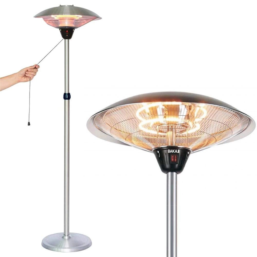 Stufa a Carbonio Patio Lampada Piantana Infrarossi Fungo Esterno 2 Potenze 2000W