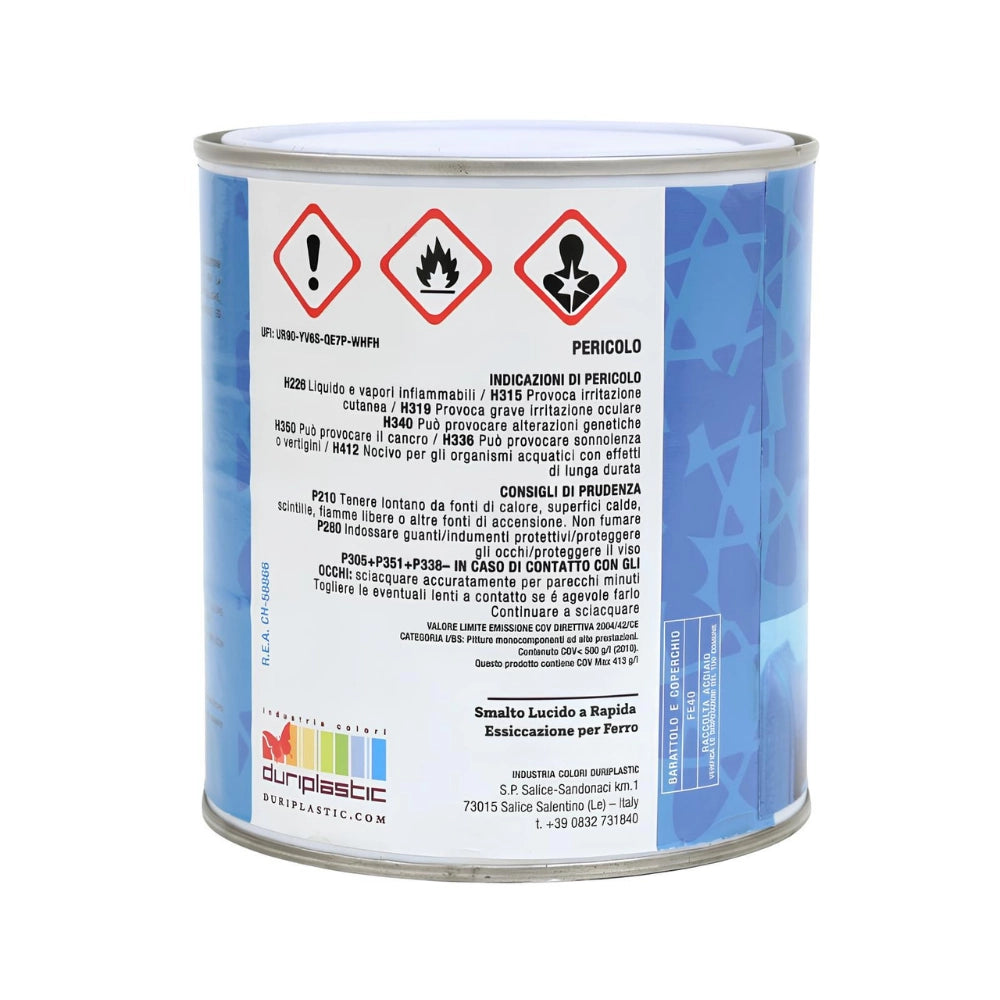 Durilux smalto sintetico lucido rapida essiccazione bianco 500 per ferro *** formato 2.5 lt, confezione 1