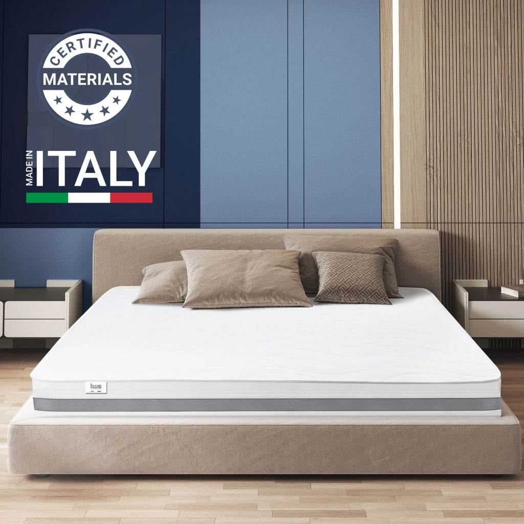 Materasso Singolo 70x140 cm in Memory Antibatterico | Altezza 20 cm | Rivestimento 3D Air in Fibra Ipoallergenica | Materasso Ortopedico a 7 Zone Differenziate Termosensibili