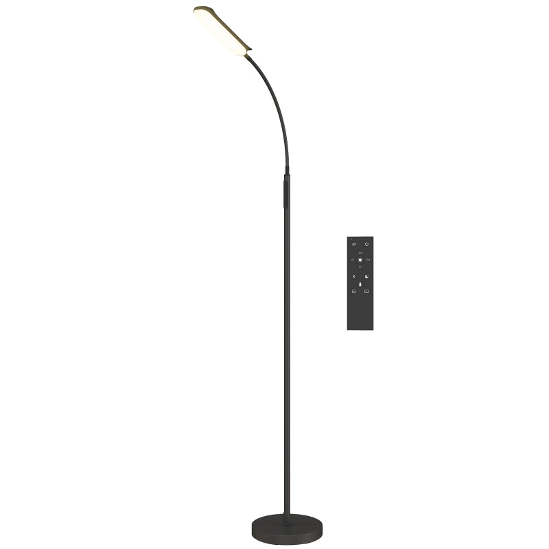 Lampada da terra LED dimmerabile con telecomando e controllo touch collo flessibile orientabile a 360° nera
