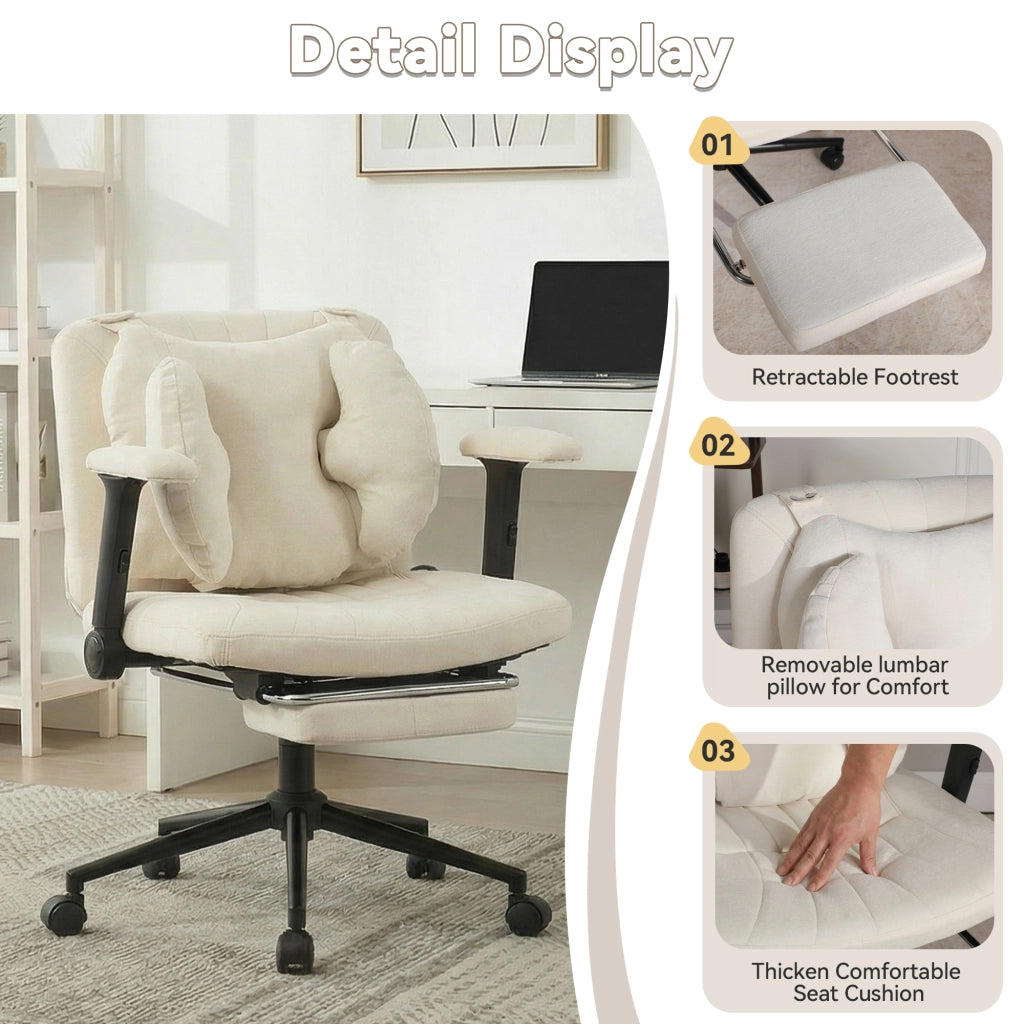 Sedia da ufficio regolabile con poggiapiedi ¨C Minimal ¨C Beige