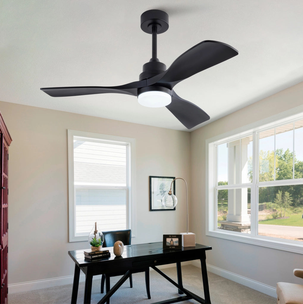 Ventilatore da soffitto 42 pollici con luce LED 20 W e telecomando nero HAVRYA