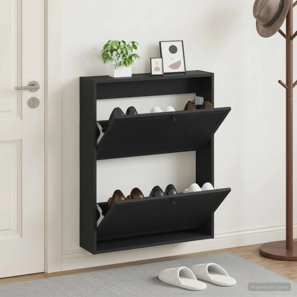 Mobiletto per Scarpe da Muro EDE 71 x 17 x 86 cm Nero 895976
